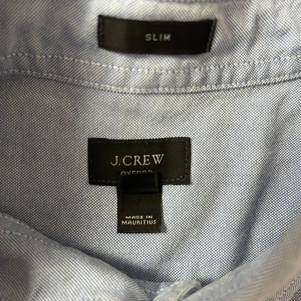 J Crew Shirt Mens M Blue Oxford Slim Fit OCBD Preppy Old Money Luxury Office